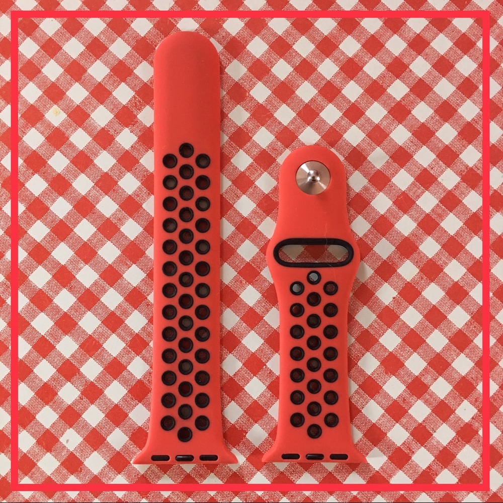 Red/black Nike-style 38mm Apple Watch band (M/L)